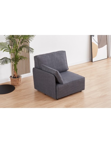 Modulo Con Respaldo Y Brazo Lateral 93 X 93 Cm Sofá Modular Mou Tejido Gris