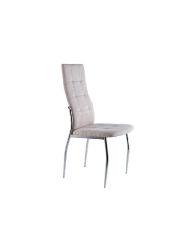 Silla Comedor Diana Tejido Beige / Cromo