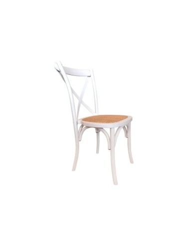 Silla Comedor Madera Provenza Blanco / Rattan