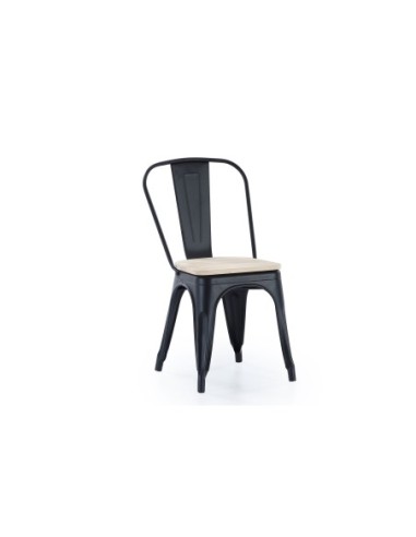 Silla Comedor Tolix Negro Asiento Roble Nordish