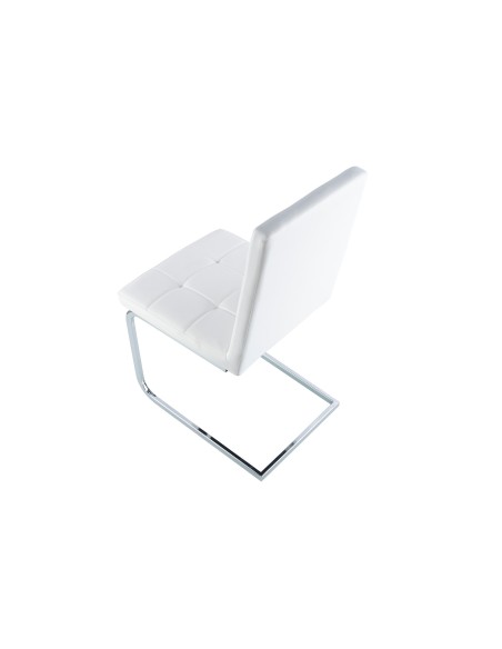 Silla Comedor Vanity SíMil Piel Blanco / Cromo