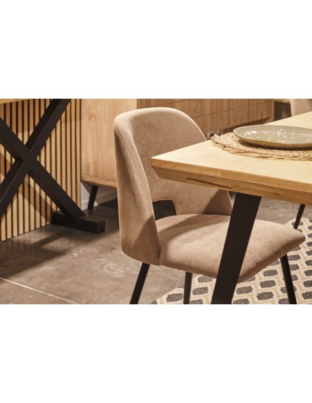 Silla Comedor Venus Tejido Beige / Negro