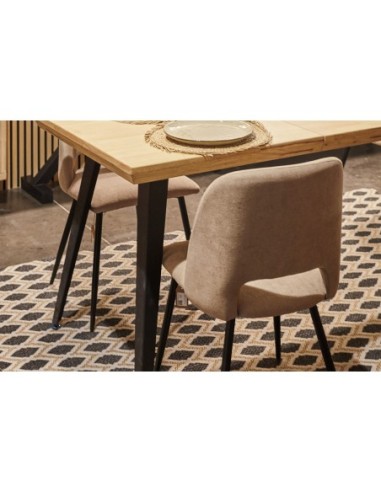 Silla Comedor Venus Tejido Beige / Negro