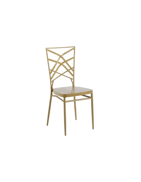 Silla Metalica Art Deco Golden + 2 Cojines De Asiento Blancos