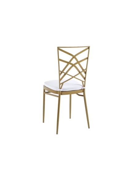 Silla Metalica Art Deco Golden + 2 Cojines De Asiento Blancos