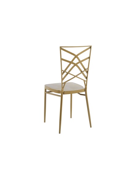 Silla Metalica Art Deco Golden + 2 Cojines De Asiento Blancos