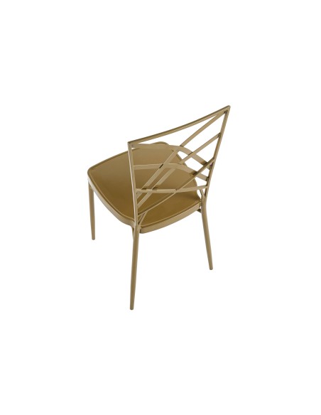 Silla Metalica Art Deco Golden + 2 Cojines De Asiento Blancos