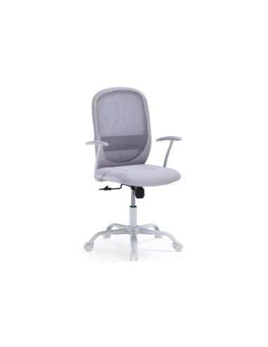 Sillon Giratorio Maggie Evo Tejido Gris Pearl / Estructura Blanca