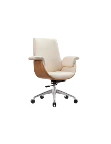 Sillon Giratorio Omega Bajo / Simil Piel Crema