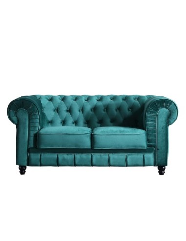 Sofá Chesterfield 2 Plazas Velvet Verde