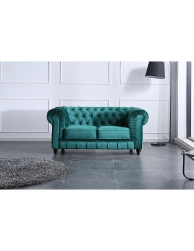 Sofá Chesterfield 2 Plazas Velvet Verde