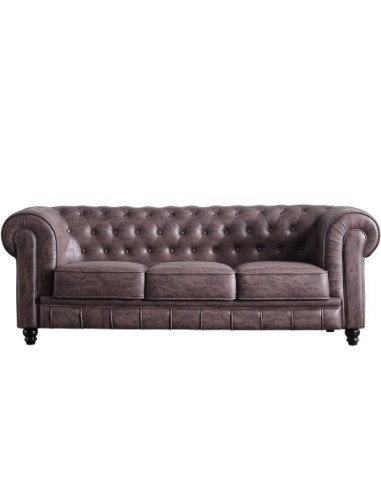 Sofá Chesterfield 3 Plazas Chocolate Vintage