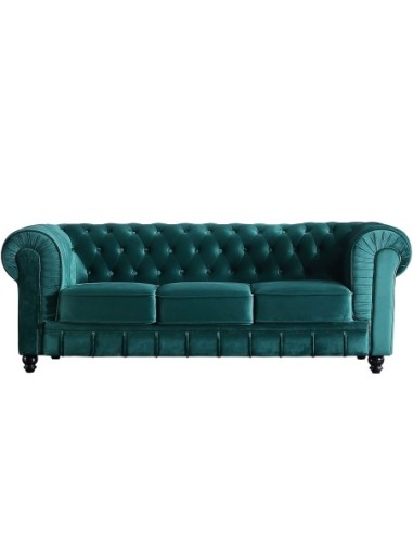 Sofá Chesterfield 3 Plazas Velvet Verde