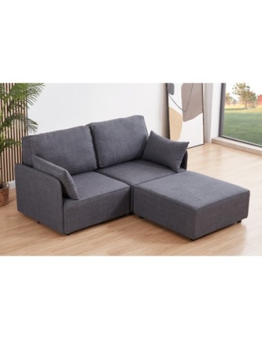 Sofa Modular Con Brazos Mou 2 Plazas + Chaiselongue Tejido Gris 186 X 183 X 93 Cm