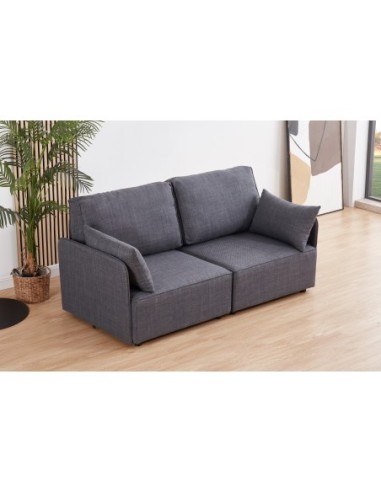 Sofa Modular Con Brazos Mou 2 Plazas Tejido Gris 186 X 93 X 93 Cm