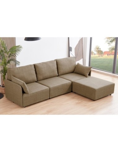 Sofa Modular Con Brazos Mou 3 Plazas + Chaiselongue Tejido Beige 276 X 183 X 93 Cm