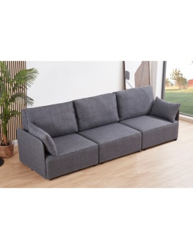 Sofa Modular Con Brazos Mou 3 Plazas Tejido Gris 276 X 93 X 93 Cm