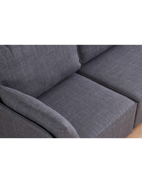Sofa Modular Con Brazos Mou 4 Plazas + Chaiselongue Tejido Gris 366 X 183 X 93 Cm