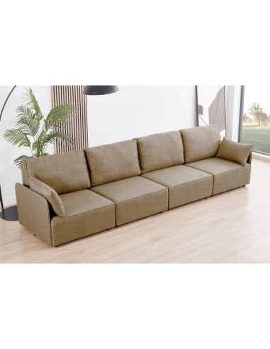 Sofa Modular Con Brazos Mou 4 Plazas Tejido Beige 366 X 93 X 93 Cm