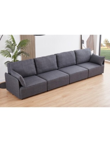 Sofa Modular Con Brazos Mou 4 Plazas Tejido Gris 366 X 93 X 93 Cm