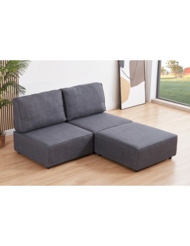 Sofa Modular Sin Brazos Mou 2 Plazas + Chaiselongue Tejido Gris 180 X 183 X 93 Cm