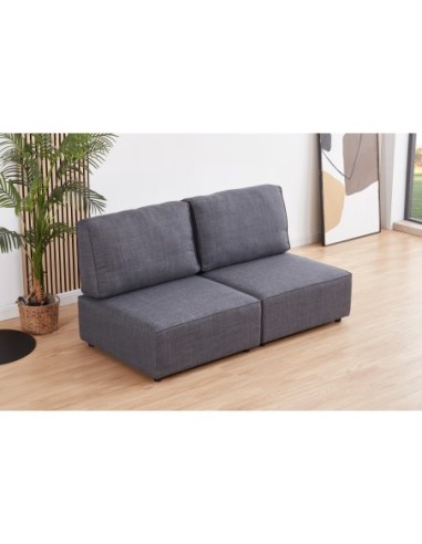 Sofa Modular Sin Brazos Mou 2 Plazas Tejido Gris 180 X 93 X 93 Cm