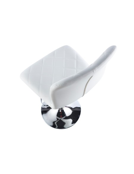 Taburete Giratorio Britain Simil Piel Blanco / Cromo