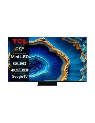 TCL TV/QLED 65" 4K, Smart TV, HDR Premium 1300, HDR10+, Dolby Atmos, Asistente de Google, Game Master, Google TV 100/120/144H