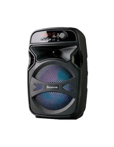 LAUSON Altavoz Party portatil 20W con luces RGB multicolores, Bluetooth, Reprod. MP3 desde USB/SD, Entrada para micro/guitarr