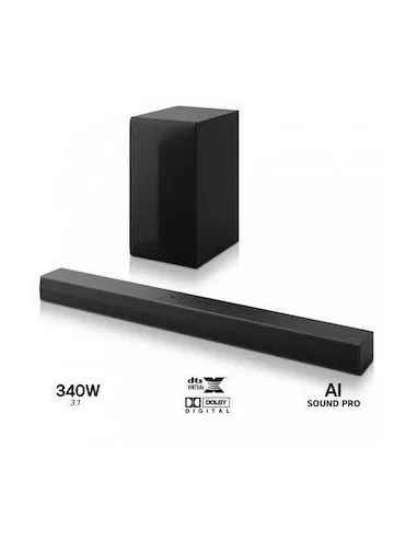 LG Barra de sonido 340W, 3.1 canales, Bluetooth 5.3, sonido Dolby digital y DTS, 1 salida HDMI/ARC, USB (Host)