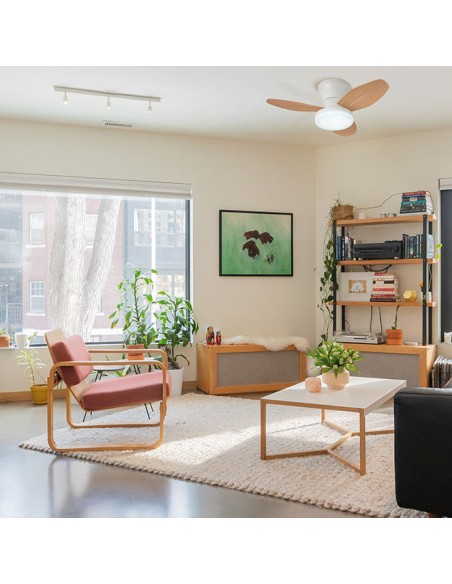 Ventilador de Techo con Lámpara Led Modelo Taurus Blanco Haya