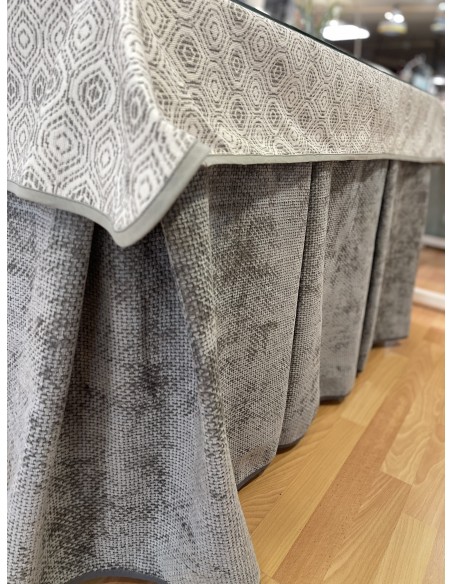 Ropa de Mesa Camilla Tejido Rústico Terciopelo Elegante Extragrueso color Gris (incluye tapete)