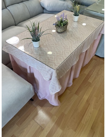 Ropa Chenilla Eco 8 Pliegues color Rosa (incluye tapete)