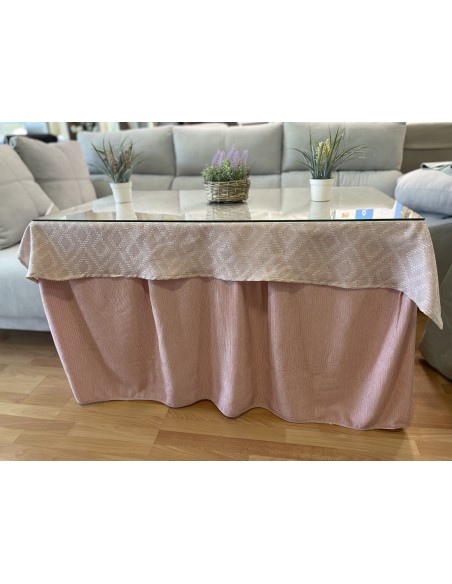 Ropa Chenilla Eco 8 Pliegues color Rosa (incluye tapete)