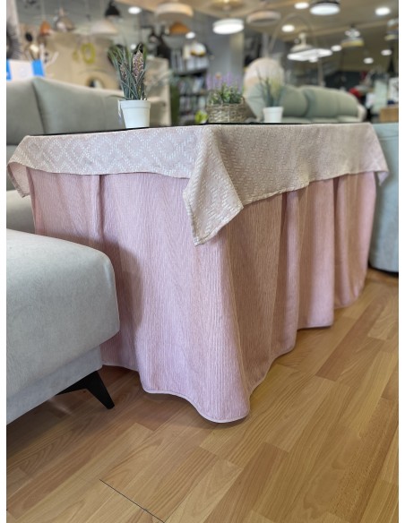 Ropa Chenilla Eco 8 Pliegues color Rosa (incluye tapete)