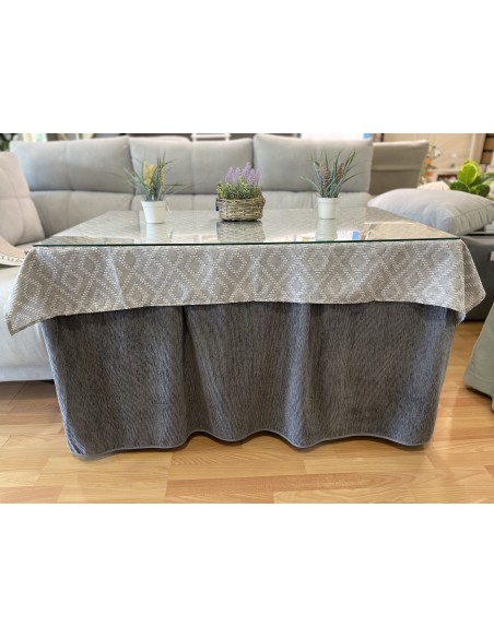 Ropa Chenilla Eco 8 Pliegues color Gris (incluye tapete)