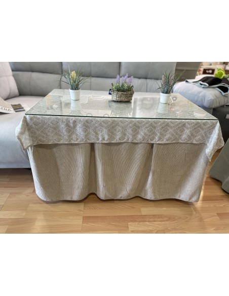 Ropa Chenilla Eco 8 Pliegues color Beige (incluye tapete)