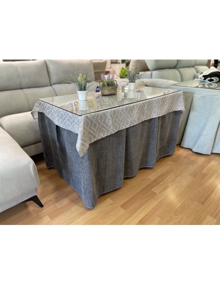 Ropa Chenilla Eco 8 Pliegues color Gris (incluye tapete)