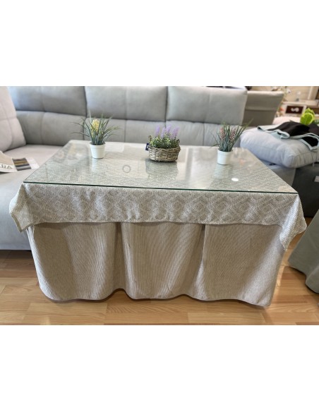 Ropa Chenilla Eco 8 Pliegues color Beige (incluye tapete)