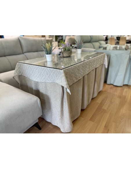 Ropa Chenilla Eco 8 Pliegues color Beige (incluye tapete)