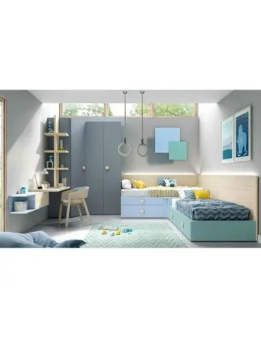 Dormitorio juvenil con cama nido compacto modular