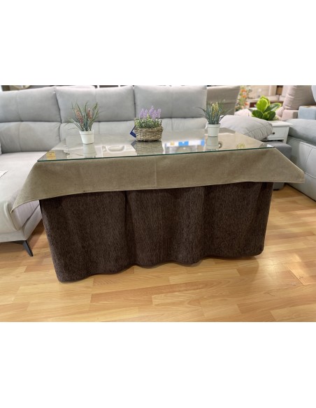 Ropa Chenilla Eco 8 Pliegues color Chocolate con tapete antimanchas luxe café