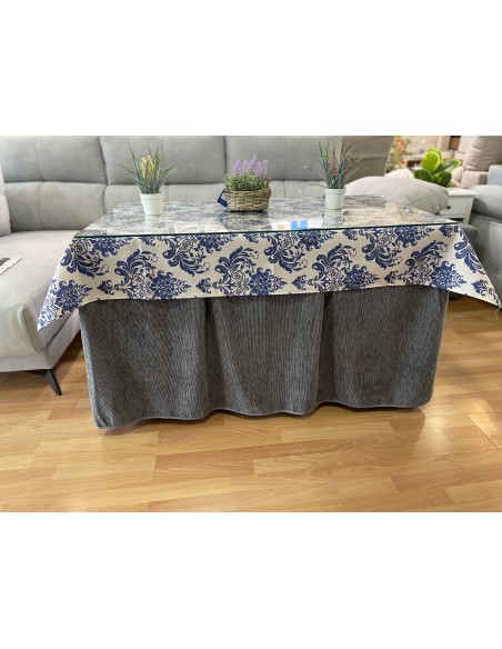 Ropa Chenilla Eco 8 Pliegues color Gris con tapete antimanchas luxe