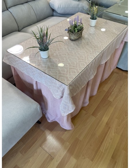 Ropa Chenilla Eco 8 Pliegues color Rosa (incluye tapete)