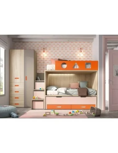 Dormitorio juvenil con litera nido compacto