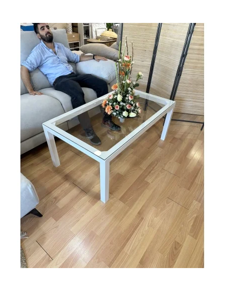 Mesa Camilla Rectangular Forja Elevable Blanca