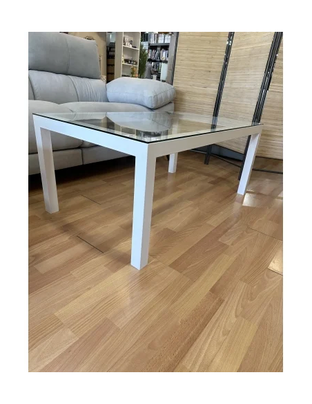 Mesa Camilla Rectangular Forja Elevable Blanca