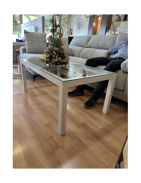 Mesa Camilla Rectangular Forja Elevable Blanca