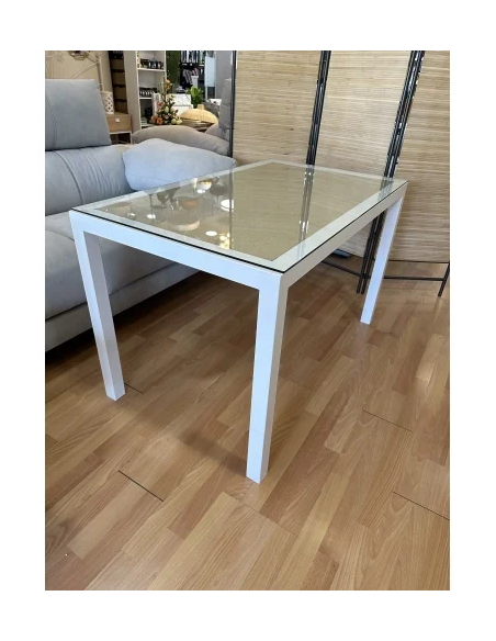 Mesa Camilla Rectangular Forja Elevable Blanca