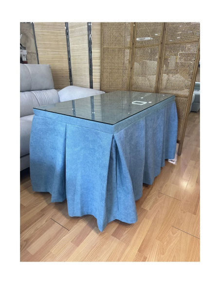 Conjunto Mesa Camilla Rectangular de Forja Relax - Color Gris